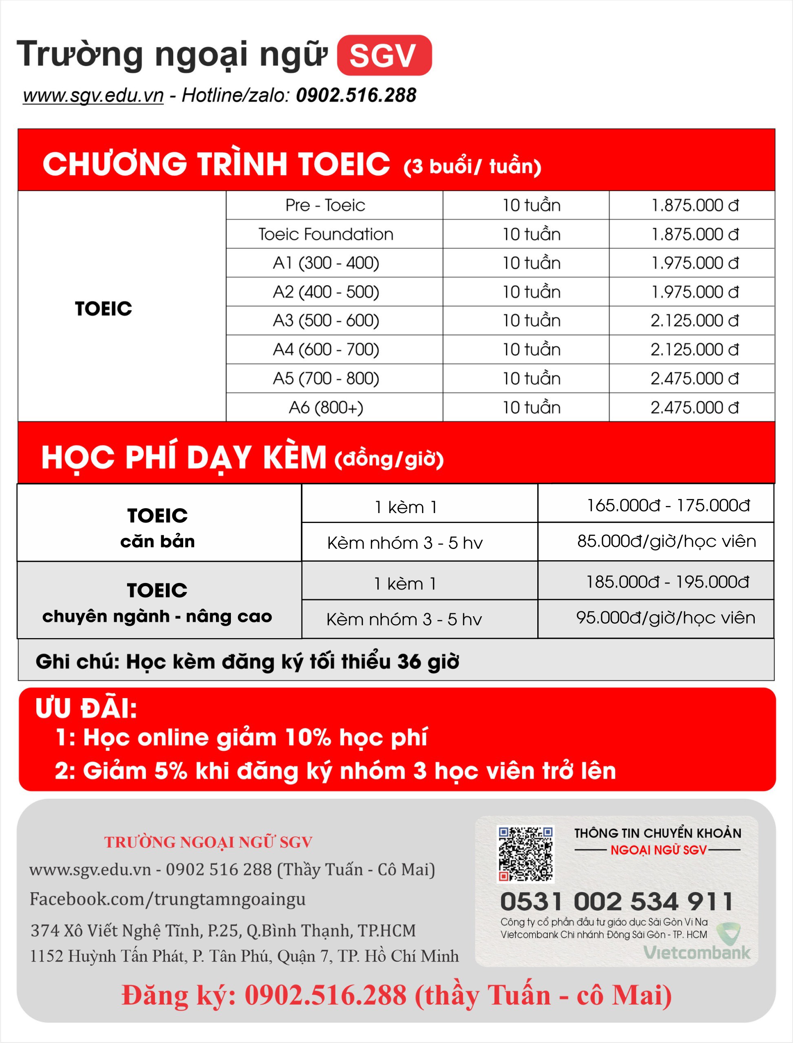 học phí luyện thi toeic tp hcm