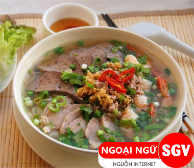 SGV, Hủ tiếu tiếng Anh là gì