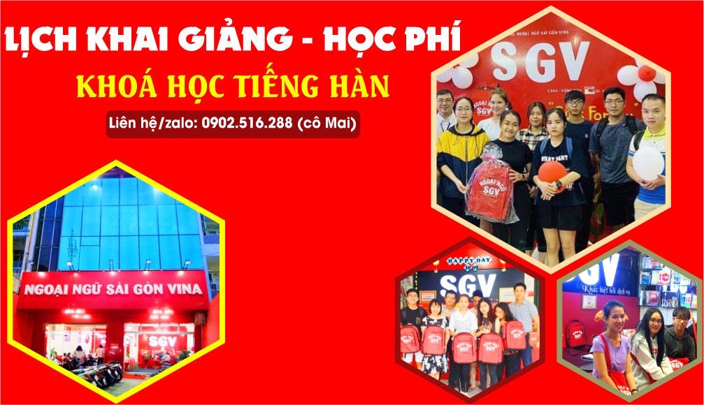 Lịch khai giảng - học phí khoá tiếng Hàn