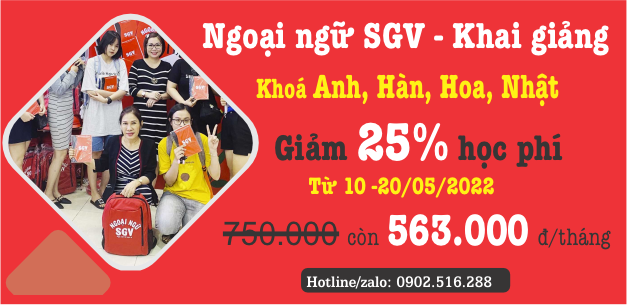 trung Tâm tiếng anh, hàn, hoa, nhật bình thạnh, giảm giá khoá học